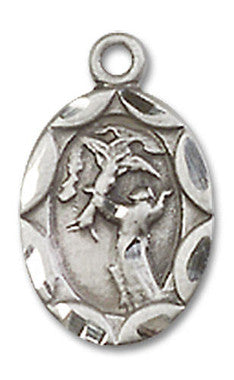 Embellished St. Francis Medal Charm - Sterling Silver Oval Pendant (0301FCSS)