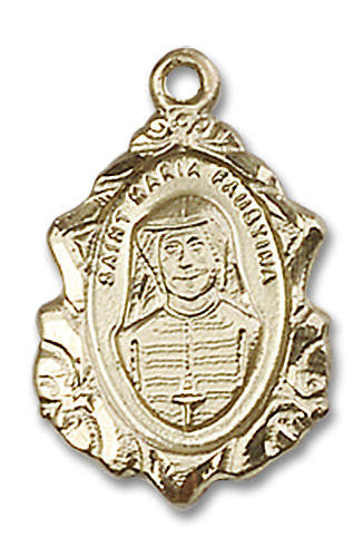 Embellished St Maria Faustina Medal - 14kt Gold 3/4 x 1/2 Pendant 0822MF