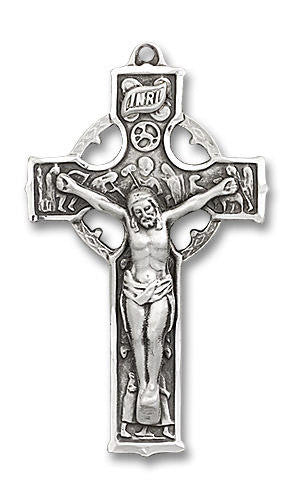 Extra Large Celtic Crucifix Pendant - Sterling Silver 1 1/2 x 7/8 5460SS