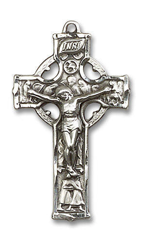 Extra Large Celtic Crucifix Pendant - Sterling Silver 1 3/8 x 3/4 5440SS