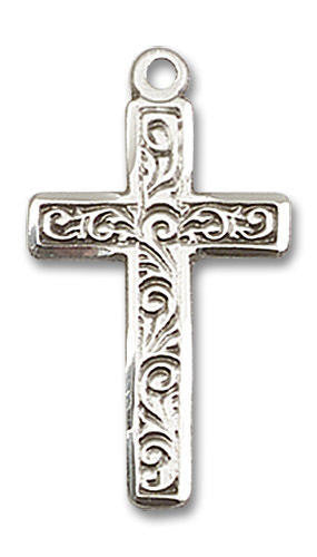 Extra Large Embellished Cross Pendant - Sterling Silver 1 3/8 x 3/4 0673YSS