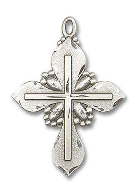Extra Large Embellished Cross Pendant - Sterling Silver 1 5/8" x 1 1/8" (6060SS)