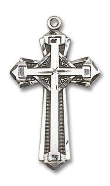 Extra Large Embellished Cross Pendant - Sterling Silver 1 5/8" x 7/8" (0650YSS)