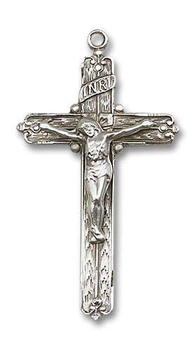 Extra Large Embellished Crucifix Pendant - Sterling Silver 1 3/8 x 3/4 0655SS