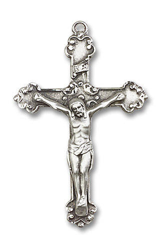 Extra Large Embellished Crucifix Pendant - Sterling Silver 1 5/8 x 1 0656SS
