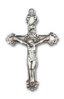 Extra Large Embellished Crucifix Pendant - Sterling Silver 1 5/8" x 1" (0656SS)