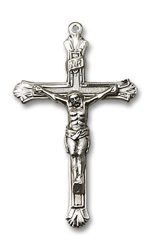 Extra Large Embellished Crucifix Pendant - Sterling Silver 1 7/8 x 1 0657SS