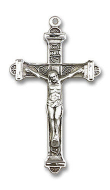 Extra Large Embellished Crucifix Pendant - Sterling Silver 1 7/8" x 1" (0658SS)
