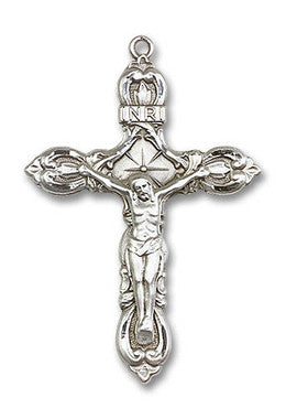 Extra Large Embellished Crucifix Pendant - Sterling Silver 1 7/8" x 1 1/4" (0646SS)