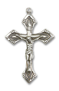 Extra Large Embellished Crucifix Pendant - Sterling Silver 1 7/8" x 1 1/8" (0638SS)