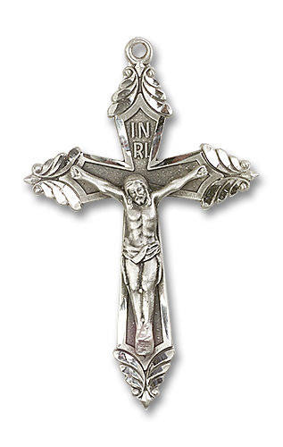 Extra Large Embellished Crucifix Pendant - Sterling Silver 1 7/8 x 1 1/8 6076SS