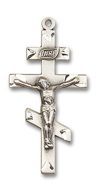Extra Large Orthodox Crucifix Pendant - Sterling Silver 1 3/8" x 5/8" (0249SS)