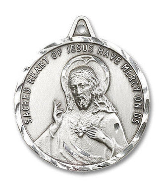 Extra Large Scapular Medal - Sterling Silver 1 3/8" x 1 1/4" Round Pendant (0203SSS)