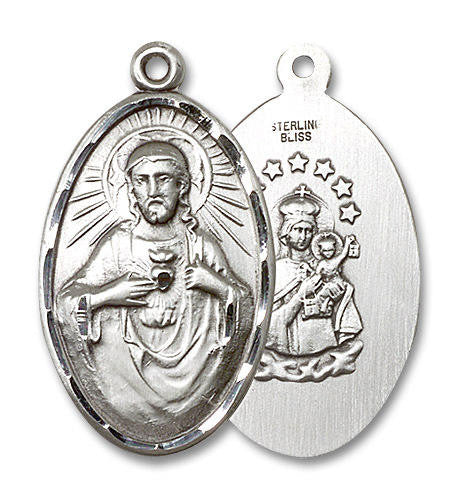 Extra Large Scapular Medal - Sterling Silver 1 3/8 x 3/4 Oval Pendant 1654SS