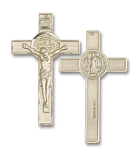 Extra Large St Benedict Crucifix Pendant - 14kt Gold 1 3/4 x 1 5738