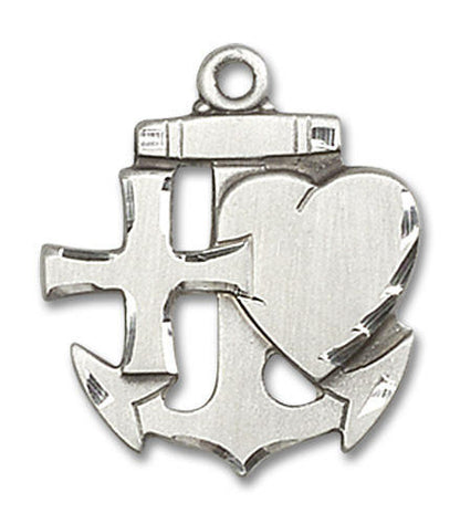 Faith, Hope and Charity Pendant - Sterling Silver 7/8 x 3/4 6045SS