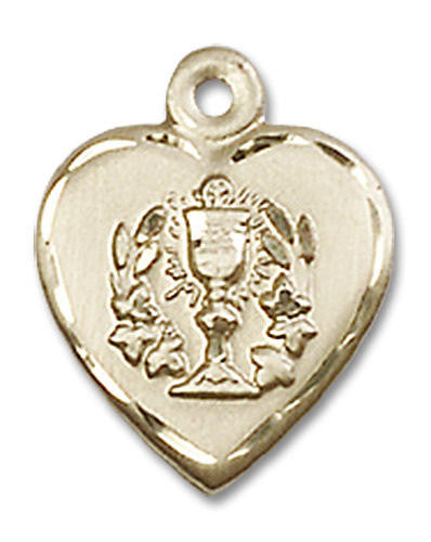 First Communion Heart Pendant - 14kt Gold 5/8 x 1/2 0892