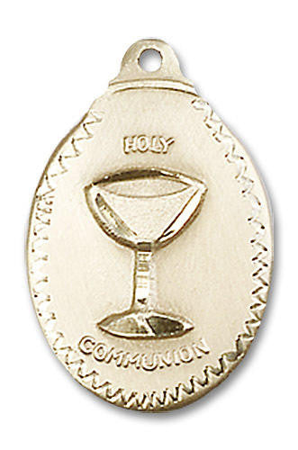 First Holy Communion Medal - 14kt Gold 7/8 x 1/2 Oval Pendant 0599W