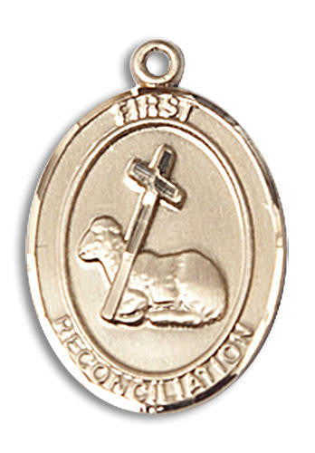 First Reconciliation Medal - 14kt Gold Oval Pendant 2 Sizes