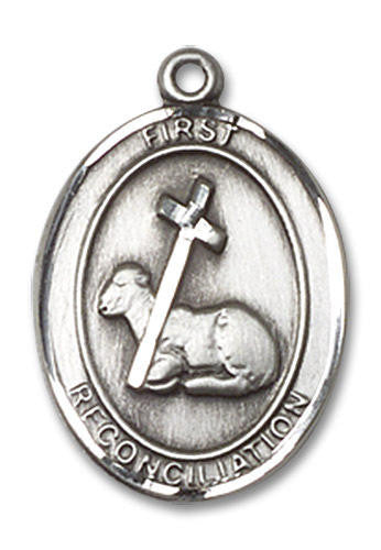 First Reconciliation Medal - Sterling Silver Oval Pendant 2 Sizes