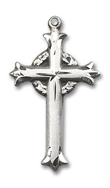 Fleur de Lis Large Cross Pendant - Sterling Silver 1" x 5/8" (6011SS)