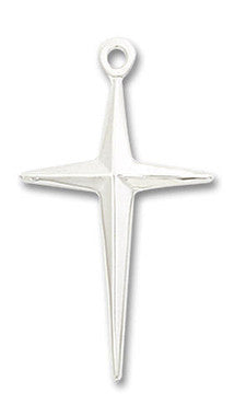 Four Pointed Large Cross Pendant - Sterling Silver 1" x 1/2" (6038SS)