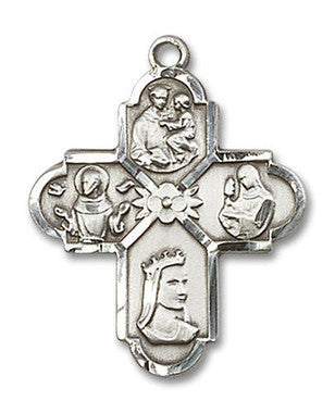 Franciscan 4-Way Medal - Sterling Silver 1" x 7/8" Pendant (5700SS)