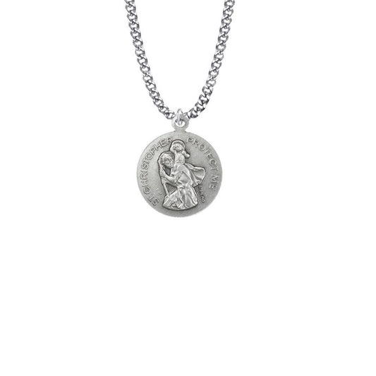 Girls St Christopher Gymnastics Necklace - Sterling Silver Round Medal On 20 Stainless Chain SM0944SH