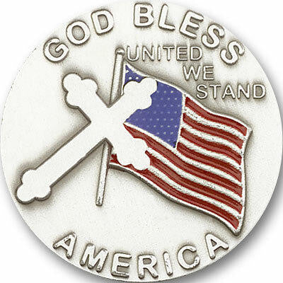 God Bless America Visor Clip - Silver Finish 1038V