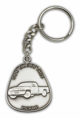 God Bless This Pickup Keychain - Silver Finish