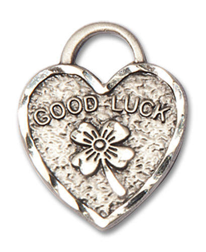 Good Luck Shamrock Heart Pendant - Sterling Silver 3/4 x 5/8 5105SS