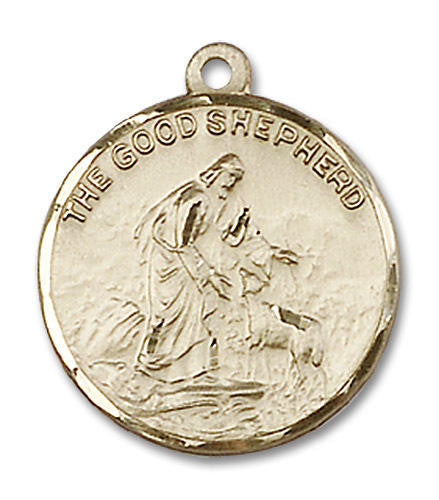 Good Shepherd Medal - 14kt Gold 7/8 x 3/4 Round Pendant 4264