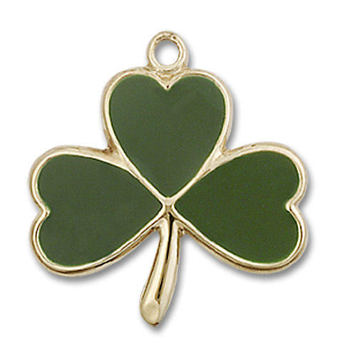 Green Shamrock Pendant - 14kt Gold 2 Sizes