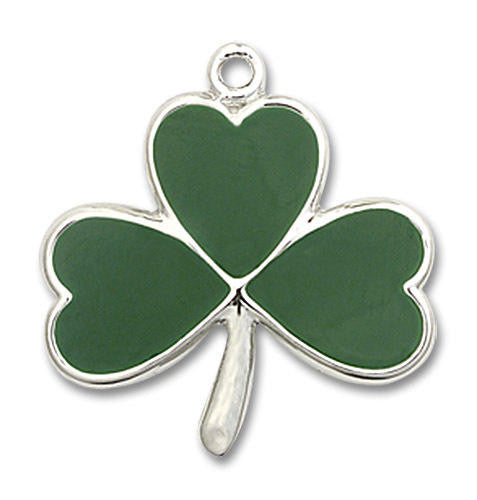 Green Shamrock Pendant - Sterling Silver 2 Sizes