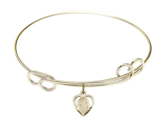 Guardian Angel Double Loop Bangle Bracelet - Gold-Filled Charm 5407GF