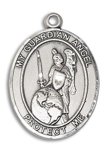 Guardian Angel of The World Medal - Sterling Silver Oval Pendant 2 Sizes