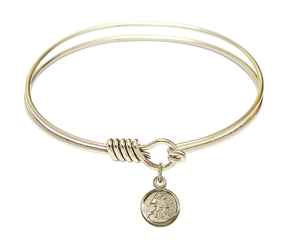 Guardian Angel Round Eye Hook Bangle Bracelet - Gold-Filled Charm - 6.25 Inch 2340GF