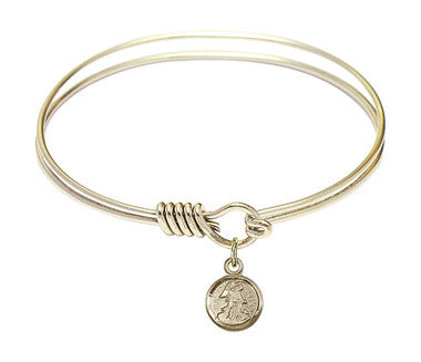 Guardian Angel Round Eye Hook Bangle Bracelet - Gold-Filled Charm - 6.25 Inch  (2340GF)