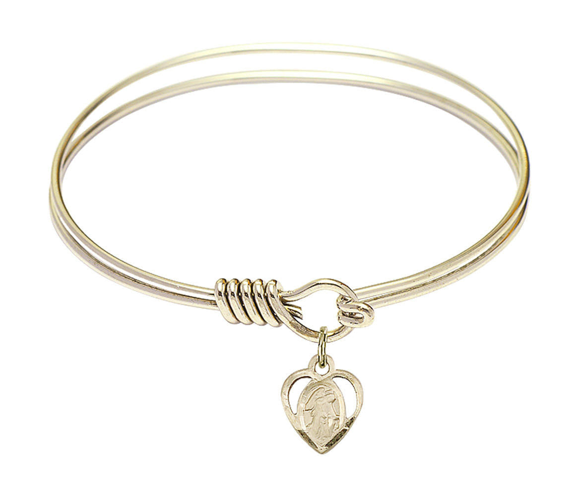 Guardian Angel Round Eye Hook Bangle Bracelet - Gold-Filled Charm - 6.25 Inch 5407GF