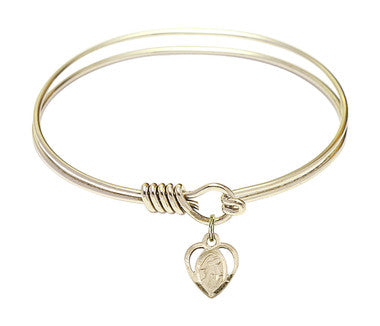 Guardian Angel Round Eye Hook Bangle Bracelet - Gold-Filled Charm - 6.25 Inch  (5407GF)