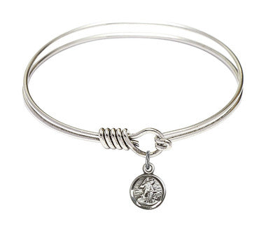 Guardian Angel Round Eye Hook Bangle Bracelet - Sterling Silver Charm - 6.25 Inch  (2340SS)
