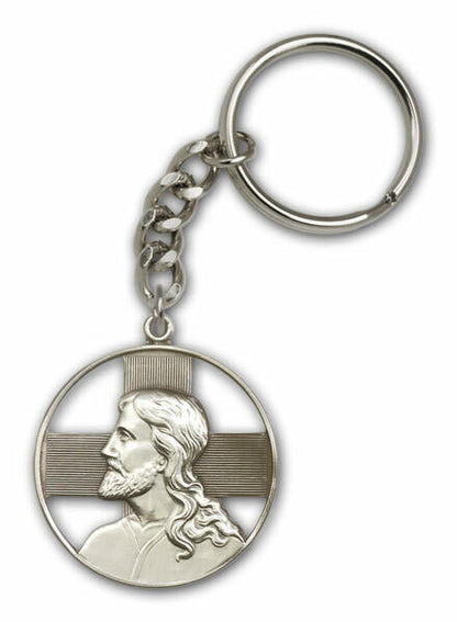 Head of Christ Keychain - Silver Finish