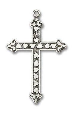 Heart Cross Pendant - Sterling Silver 1 5/8" x 1" (6033SS)