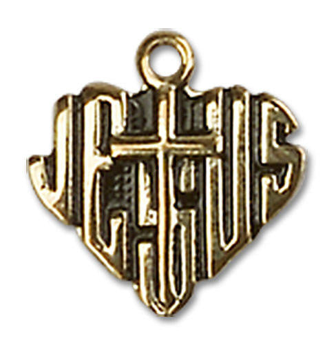 Heart of Jesus Cross Pendant Charm - 14kt Gold 6041