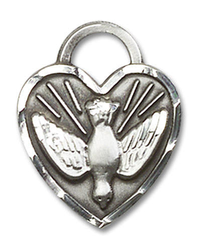 Heart Shaped Confirmation Pendant - Sterling Silver 3/4 x 5/8 3205SS