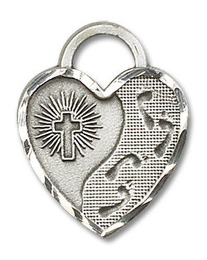 Heart Shaped Footprints Pendant - Sterling Silver 3/4" x 5/8" (3207SS)