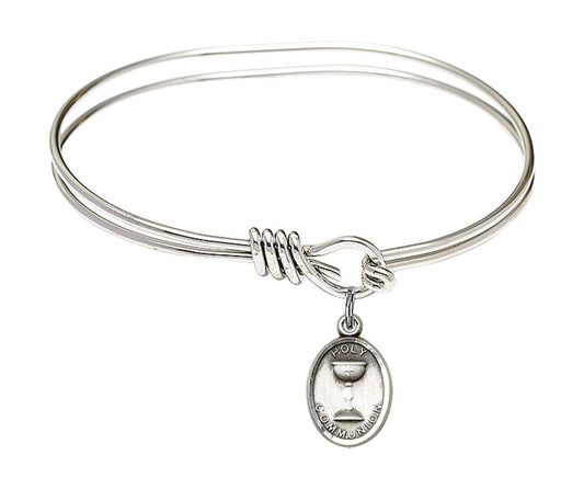 Holy Communion Eye Hook Bangle Bracelet - Sterling Silver Charm 0976SS