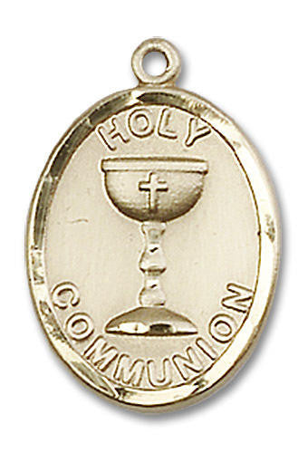 Holy Communion Medal - 14kt Gold Oval Pendant 2 Sizes