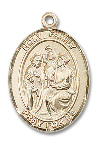 Holy Family Medal - 14kt Gold Oval Pendant 3 Sizes