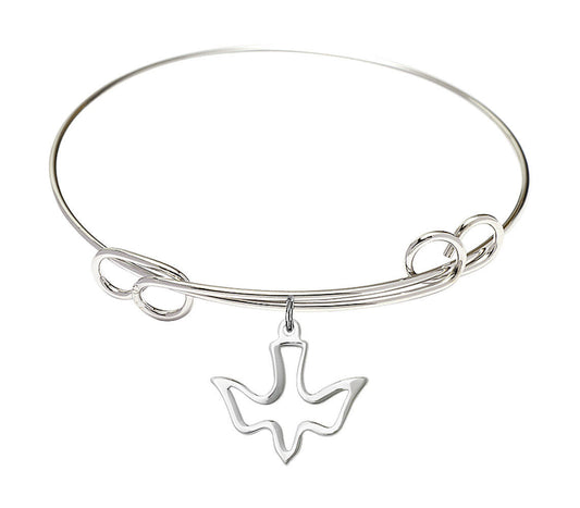 Holy Spirit Double Loop Bangle Bracelet - Sterling Silver Charm 1510SS